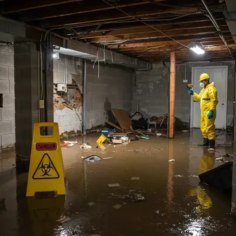 Flooded Basement Electrical Hazard in Harvard, IL Property